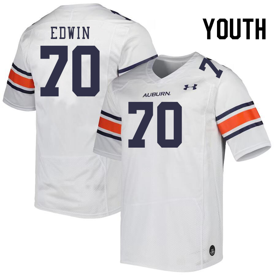 Youth #70 Favour Edwin Auburn Tigers College Football Jerseys Stitched-White